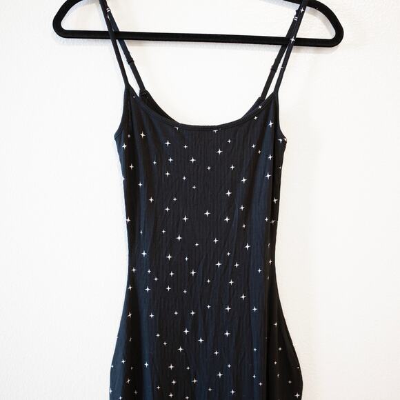 SKIMS Soft Lounge Slip Dress Onyx Sparkle Ribbed Black Stars Maxi SZ S NWT - Picture 6 of 7